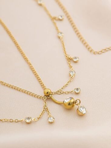 Longita Silver Gold Waist Chain for Women Belly Chain with Belly Rings Layered Stomach Chains Pearl Rhinestone Body Chain Waist Jewelry in Saudi Arabia