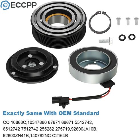 ECCPP A/C قابض الضاغط 2009-2014 مناسب لنيسان ماكسيما 3.5L التيار المتناوب قابض الضاغط مجموعة تجميع بكرة لفائف مجموعة in Saudi Arabia