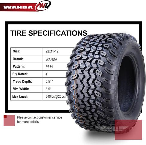 Wanda 22x11-12 Golf Cart ATV إطارات 4 Ply 22x11-12 14052 in Kuwait