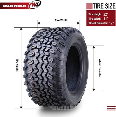 Wanda 22x11-12 Golf Cart ATV إطارات 4 Ply 22x11-12 14052 in Kuwait