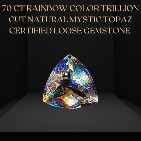 70 CT Rainbow Color Trillion Cut Natural Mystic Topaz Certified Loose Gemstone Jewellery for Women in Saudi Arabia