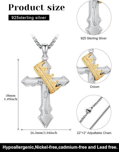 Celtic Cross Necklace for Men,925 Sterling Silver,Norse Rune Jewelry Amulet Pendant Gifts for Boyfriend/Brother/Husband/Mother/Friend in Kuwait