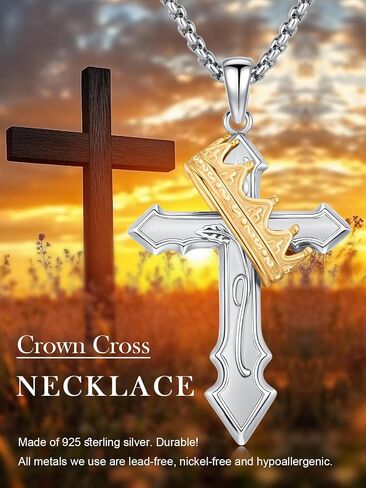 Celtic Cross Necklace for Men,925 Sterling Silver,Norse Rune Jewelry Amulet Pendant Gifts for Boyfriend/Brother/Husband/Mother/Friend in Kuwait