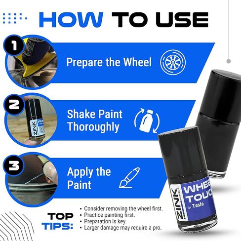 Premium Tesla Wheel Touch Up Paint for Model 3 20-inch Grey Performance Warp Wheels - Color-matched Paint for DIY Curb Rash Repair - Made in USA in Kuwait
