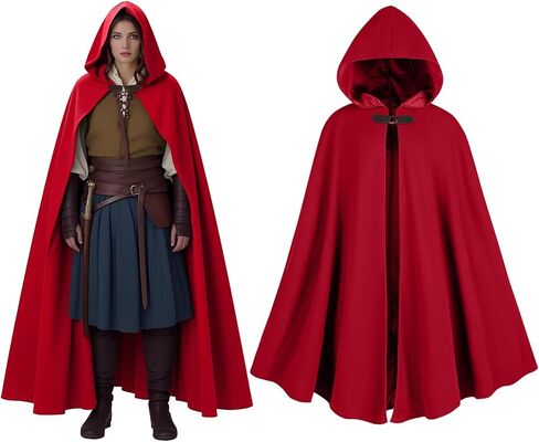 Women's Renaissance Medieval Hooded Cape Velvet Cloak Victorian Vintage Capelet Halloween Sorcerer Costume in Saudi Arabia