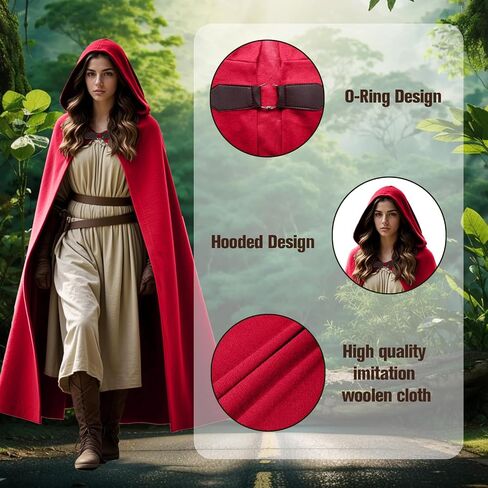 Women's Renaissance Medieval Hooded Cape Velvet Cloak Victorian Vintage Capelet Halloween Sorcerer Costume in Saudi Arabia
