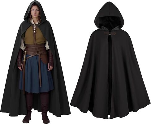 Women's Renaissance Medieval Hooded Cape Velvet Cloak Victorian Vintage Capelet Halloween Sorcerer Costume in Saudi Arabia