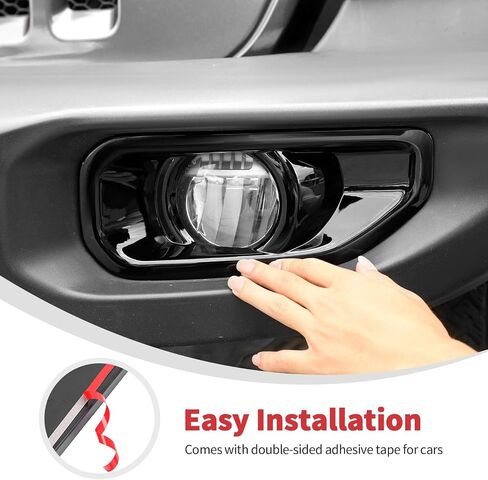 يغطي Linskip Fog Light يتوافق مع Jeep Wrangler JL/Gladiator JT 2018-2024 2025 ، غطاء مصباح الضباب لجيب رانجلر الخارجي (أسود) in Kuwait