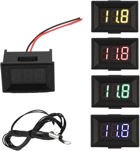 DC4-28V LCD مقياس درجة الحرارة الرقمية مع 3950 100 كيلو مستشعر 0.36 "Mini Thermometer للسيارة -50 ~ 210 ℃/-58 ~ 410 ℉ (الفضة) in Kuwait