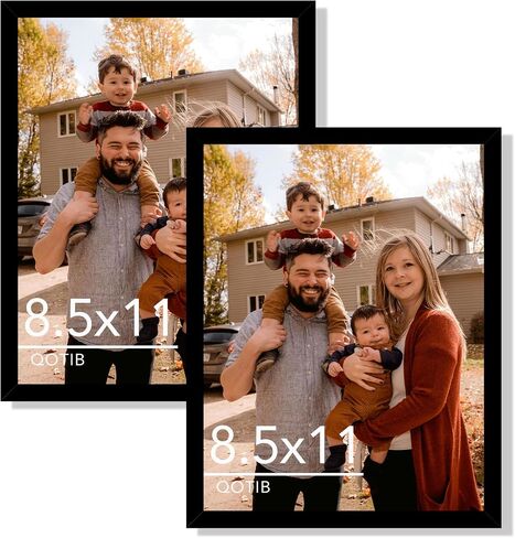 2 Packs 8.5x11 Picture Frame Black, Engineered Wood 8.5 x 11 Photo Frame, 8.5 by 11 Picture Poster Frame for Wall Hanging and Tabletop Set of 2, Black in Kuwait