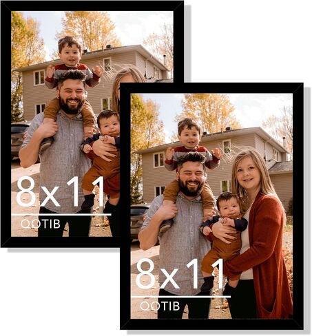2 Packs 8.5x11 Picture Frame Black, Engineered Wood 8.5 x 11 Photo Frame, 8.5 by 11 Picture Poster Frame for Wall Hanging and Tabletop Set of 2, Black in Kuwait