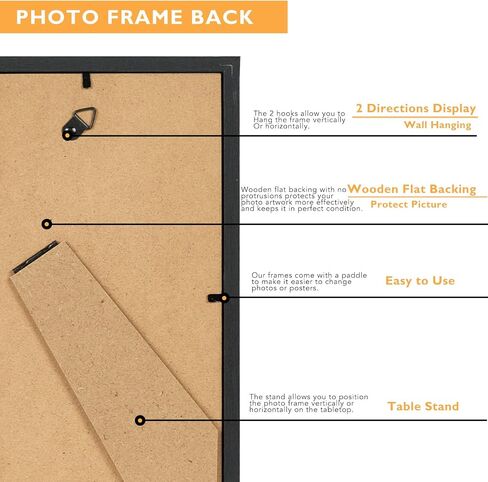 2 Packs 8.5x11 Picture Frame Black, Engineered Wood 8.5 x 11 Photo Frame, 8.5 by 11 Picture Poster Frame for Wall Hanging and Tabletop Set of 2, Black in Kuwait