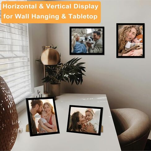 2 Packs 8.5x11 Picture Frame Black, Engineered Wood 8.5 x 11 Photo Frame, 8.5 by 11 Picture Poster Frame for Wall Hanging and Tabletop Set of 2, Black in Kuwait