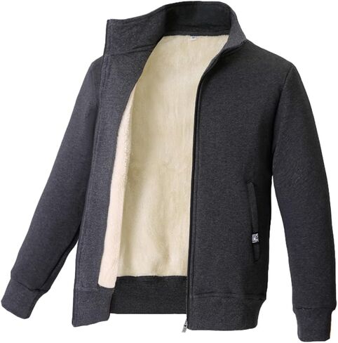 Women's Sherpa Lined Sweatshirt Winter Warm Zip Up Stand Collar Casual Thick Fleece Cardigan Jacket in Kuwait