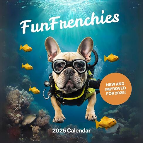 تقويم حائط Fun Dogs 2024 - Frenchies French Bulldog - مخطط عائلي كبير ومنظم يومي مع صور شهرية لطيفة - تصميم نحيف 2024 مخطط حائط وهدية - تقويم ممتع in Kuwait