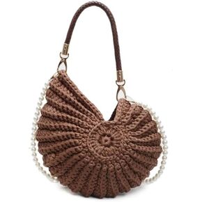 الأزياء المنسوجة يدويًا حقيبة صدف أنيقة وفريدة من نوعها مع مقبض جلدي حزام اللؤلؤ والأجهزة المتميزة in Kuwait