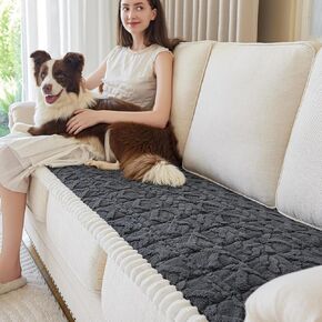 Couch Cover For dogs washable,Funny Fuzzy Pet Couch Cushion Covers For Sofa, Non Slip Couch Covers For 3 cushion couch sofa pet friendly,Dog Bed Mat ,sofa pads for couch (Coffee color,27.5x59 inch) in Kuwait