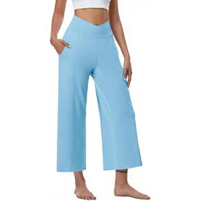 Womens Wide Leg Pants High Waist Loose Flowy Comfy Lounge Palazzo Trousers Stretch Soft Casual Pants with Pockets in Saudi Arabia