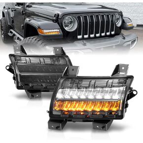 AmeriLite for 2018-2020 Wrangler JL Sport and Sport S Model Halogen Model Only. [Full LED DRL] Sequential Bumper Parking Lamp Turn Signal Smoke Lights Set in Saudi Arabia