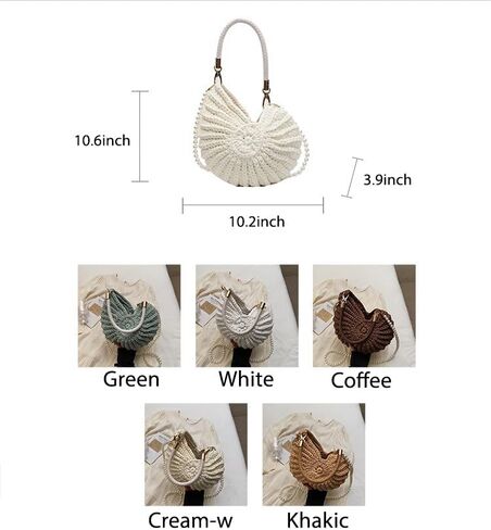 الأزياء المنسوجة يدويًا حقيبة صدف أنيقة وفريدة من نوعها مع مقبض جلدي حزام اللؤلؤ والأجهزة المتميزة in Kuwait