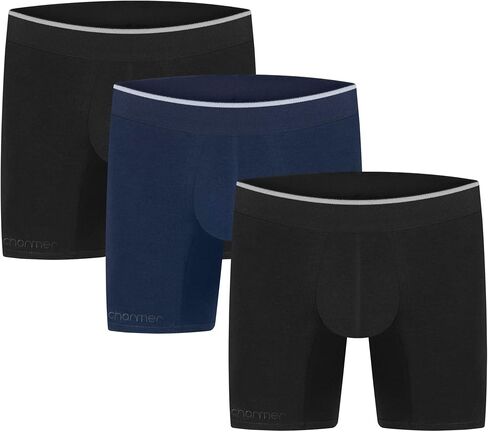 Men's Boxer Briefs in Premium Cotton, 3 Pack, Blue and Black Colors. Comfortable, Soft and Breathable. in Saudi Arabia