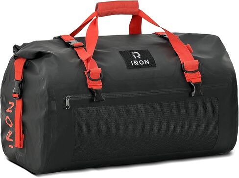 BORLENI Waterproof Motorcycle Dry Duffel Bag Luggage Tail Bag with Large Storage Space,Roll Top Closure, Shoulder Straps, Inner Pocket and Mesh Pocket for Motorcycling Travel Camping (Black,30L) in Kuwait