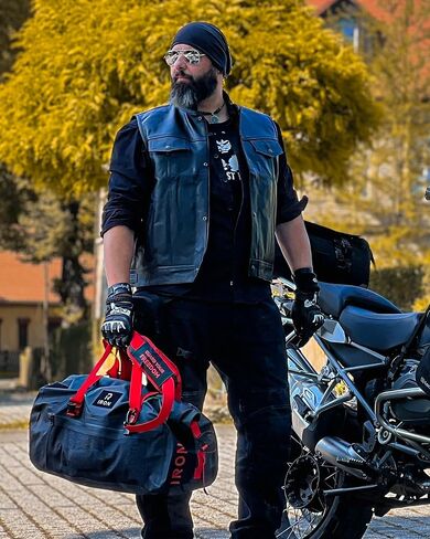 BORLENI Waterproof Motorcycle Dry Duffel Bag Luggage Tail Bag with Large Storage Space,Roll Top Closure, Shoulder Straps, Inner Pocket and Mesh Pocket for Motorcycling Travel Camping (Black,30L) in Kuwait