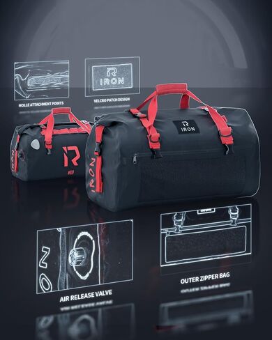 BORLENI Waterproof Motorcycle Dry Duffel Bag Luggage Tail Bag with Large Storage Space,Roll Top Closure, Shoulder Straps, Inner Pocket and Mesh Pocket for Motorcycling Travel Camping (Black,30L) in Kuwait