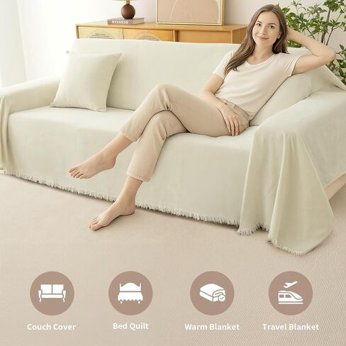 غطاء الأريكة للكلاب ، أغطية أريكة بوهو لثلاثة أريكة وسادة ، أريكة تشنيل أريكة للحيوانات الأليفة قابلة للغسل ، أريكة مقطعية Loves Loveeat Loves Tove مع شرابات (71x118 ، كريم) in Kuwait