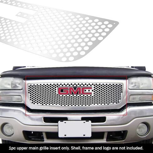 APS Premium Stainless Steel Black Grille Grille Insert متوافق مع GMC Sierra 1500 2500 HD 3500 2003 2004 2005 و 2500 03-04 & 07 Classic Main N19-H17757G in Kuwait
