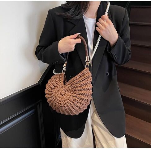 الأزياء المنسوجة يدويًا حقيبة صدف أنيقة وفريدة من نوعها مع مقبض جلدي حزام اللؤلؤ والأجهزة المتميزة in Kuwait