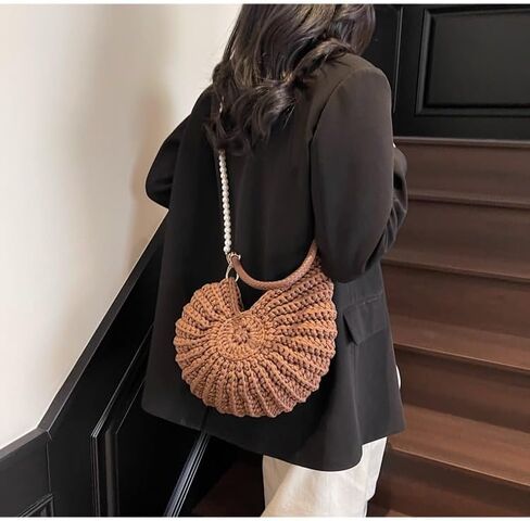 الأزياء المنسوجة يدويًا حقيبة صدف أنيقة وفريدة من نوعها مع مقبض جلدي حزام اللؤلؤ والأجهزة المتميزة in Kuwait