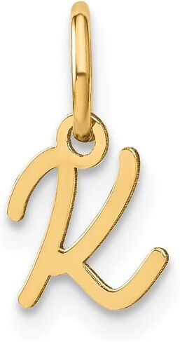 Jewelry Affairs 10K Yellow Gold Script Letter Initial Charm Pendant, 14x10mm in Saudi Arabia