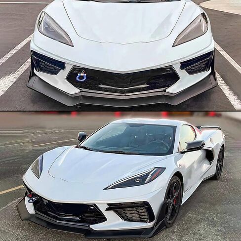 for C8 Corvette Front Lip Fit for 2020-2025 Chevrolet Corvette C8 Z51 STG 7PCs ABS Front Splitter Bumper Lip with Corner (Gloss Black) in Saudi Arabia