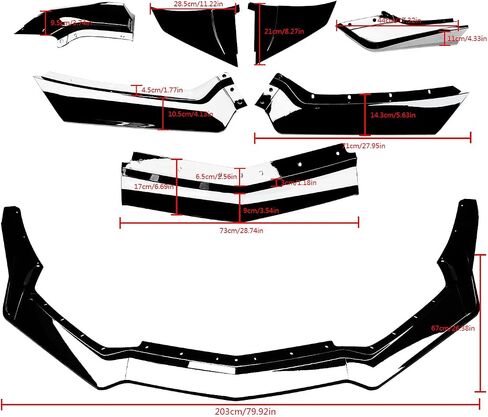 for C8 Corvette Front Lip Fit for 2020-2025 Chevrolet Corvette C8 Z51 STG 7PCs ABS Front Splitter Bumper Lip with Corner (Gloss Black) in Saudi Arabia