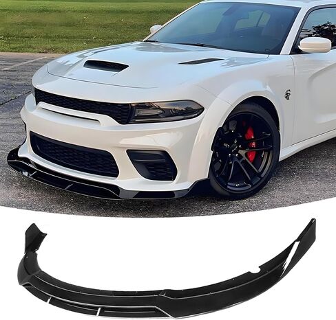 مفسد الشفة الأمامي الشفاه ملائمة ل Dodge Charger SRT Hellcat Widebody 2020-2023 إكسسوارات طقم جسم الذقن Air (أسود لامع) in Saudi Arabia