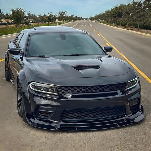مفسد الشفة الأمامي الشفاه ملائمة ل Dodge Charger SRT Hellcat Widebody 2020-2023 إكسسوارات طقم جسم الذقن Air (أسود لامع) in Saudi Arabia