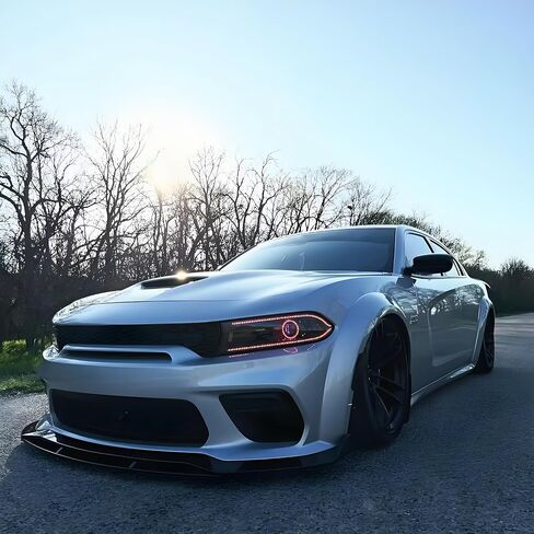 مفسد الشفة الأمامي الشفاه ملائمة ل Dodge Charger SRT Hellcat Widebody 2020-2023 إكسسوارات طقم جسم الذقن Air (أسود لامع) in Saudi Arabia