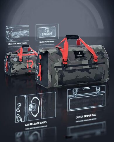 BORLENI Waterproof Motorcycle Dry Duffel Bag Luggage Tail Bag with Large Storage Space,Roll Top Closure, Shoulder Straps, Inner Pocket and Mesh Pocket for Motorcycling Travel Camping (Black,30L) in Kuwait