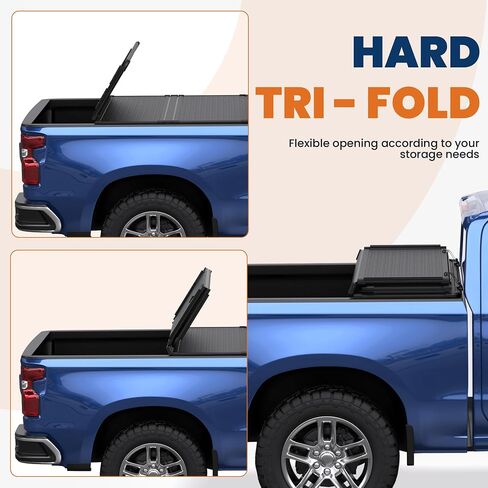 سرير Tri Truck Hard Tri Truck Tonneau Truck Cover متوافق مع 2015-2025 شيفروليه كولورادو GMC Canyon Fleetside - سرير قصير 5.2 قدم (62 بوصة) in Kuwait