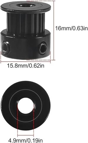 10/20/30PCS GT2 20TEETH 16 أسنان 20 أسنان تتحمل 5 مم/8 ملم تناسب بكرة ألوميوم GT2-6MM حزام توقيت مفتوح للطابعة ثلاثية الأبعاد (أسود 5 مم ، Z516B) in Saudi Arabia