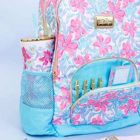حقيبة ظهر كبيرة Lilly Pulitzer مع جيوب وأشرطة قابلة للتعديل والمقبض العلوي ، حقيبة كتب كبيرة للعمل والسفر (Beachside Haven) in Kuwait