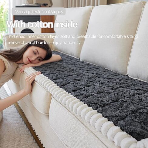 Couch Cover For dogs washable,Funny Fuzzy Pet Couch Cushion Covers For Sofa, Non Slip Couch Covers For 3 cushion couch sofa pet friendly,Dog Bed Mat ,sofa pads for couch (Coffee color,27.5x59 inch) in Kuwait