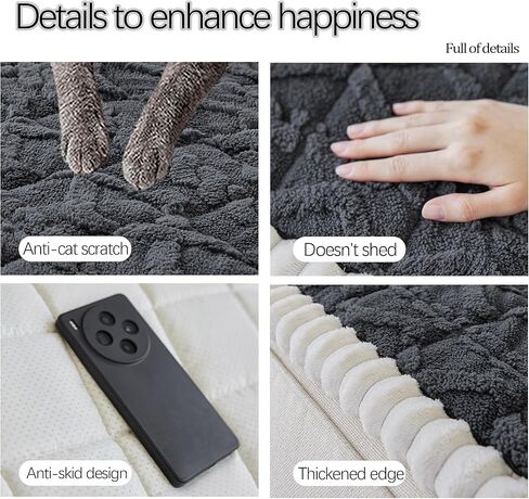 Couch Cover For dogs washable,Funny Fuzzy Pet Couch Cushion Covers For Sofa, Non Slip Couch Covers For 3 cushion couch sofa pet friendly,Dog Bed Mat ,sofa pads for couch (Coffee color,27.5x59 inch) in Kuwait