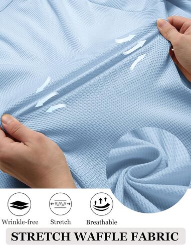 COOFANDY Men's Casual Shirts Short Sleeve Waffle Knit Button Down Shirt Wrinkle Free Summer Beach Tops in Saudi Arabia