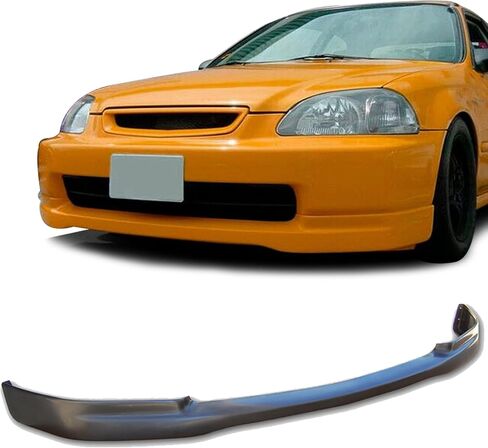 متوافق مع/استبدال الشفاه الأمامية ، على غرار Type-R PU Front Lip Sovering Black ، Fits 1996 1997 1998 Honda Civic Coupe Hatchback سيدان in Kuwait