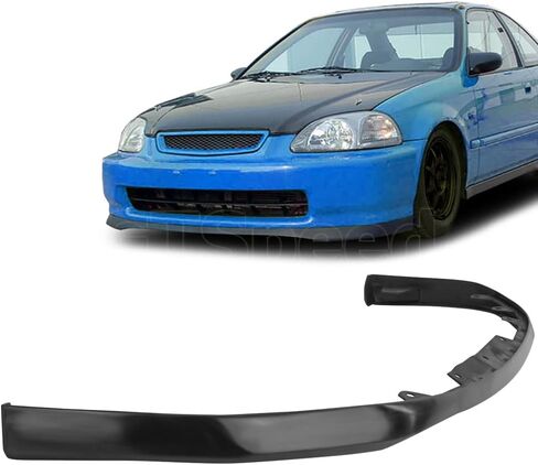 متوافق مع/استبدال الشفاه الأمامية ، على غرار Type-R PU Front Lip Sovering Black ، Fits 1996 1997 1998 Honda Civic Coupe Hatchback سيدان in Kuwait