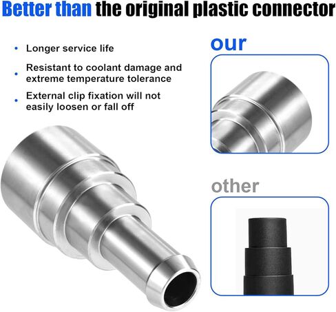 2pcs Heater Hose Connector with 2pcs Clamps, Stainless Steel Heater Core Coolant Hose Connector Fitting with Clamps 800-409 Inlet/Outlet 3/4In Tube x 5/8In for Most Car Models (Silver) in Kuwait