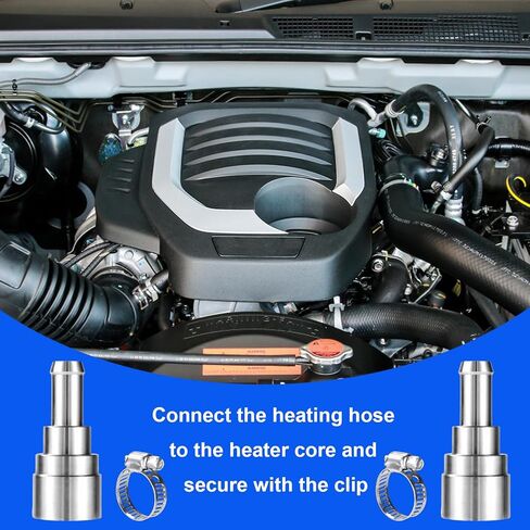 2pcs Heater Hose Connector with 2pcs Clamps, Stainless Steel Heater Core Coolant Hose Connector Fitting with Clamps 800-409 Inlet/Outlet 3/4In Tube x 5/8In for Most Car Models (Silver) in Kuwait