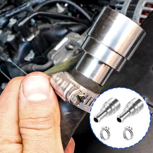 2pcs Heater Hose Connector with 2pcs Clamps, Stainless Steel Heater Core Coolant Hose Connector Fitting with Clamps 800-409 Inlet/Outlet 3/4In Tube x 5/8In for Most Car Models (Silver) in Kuwait